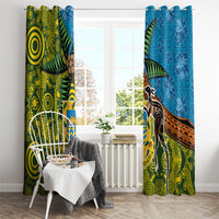 Tuvalu and Australia Together Window Curtain Tapa Pattern and Aboriginal mix Culture