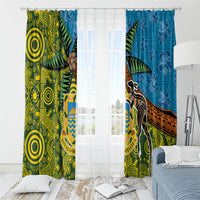 Tuvalu and Australia Together Window Curtain Tapa Pattern and Aboriginal mix Culture