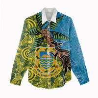 Tuvalu and Australia Together Women Casual Shirt Tapa Pattern and Aboriginal mix Culture