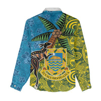 Tuvalu and Australia Together Women Casual Shirt Tapa Pattern and Aboriginal mix Culture