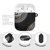Fiji Hibiscus AirPods Case Tapa Masi Motifs with Tropical Plants
