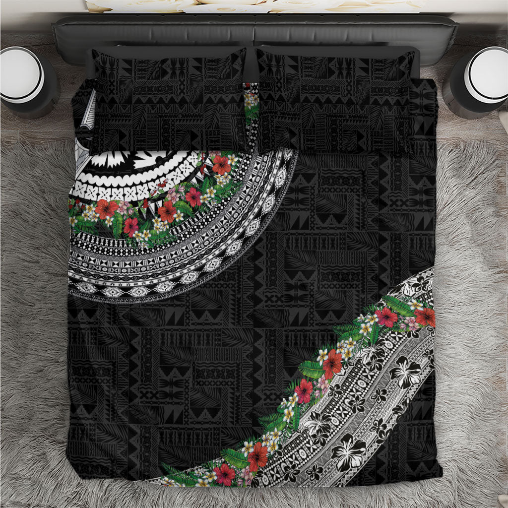 Fiji Hibiscus Bedding Set Tapa Masi Motifs with Tropical Plants