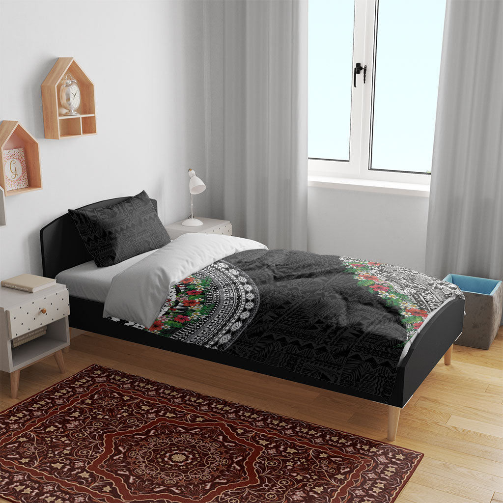 Fiji Hibiscus Bedding Set Tapa Masi Motifs with Tropical Plants
