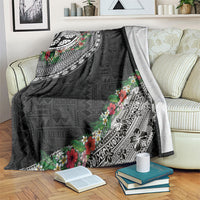 Fiji Hibiscus Blanket Tapa Masi Motifs with Tropical Plants