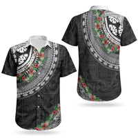 Fiji Hibiscus Couples Matching Long Sleeve Bodycon Dress and Hawaiian Shirt Tapa Masi Motifs with Tropical Plants