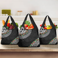 Fiji Hibiscus Grocery Bag Tapa Masi Motifs with Tropical Plants