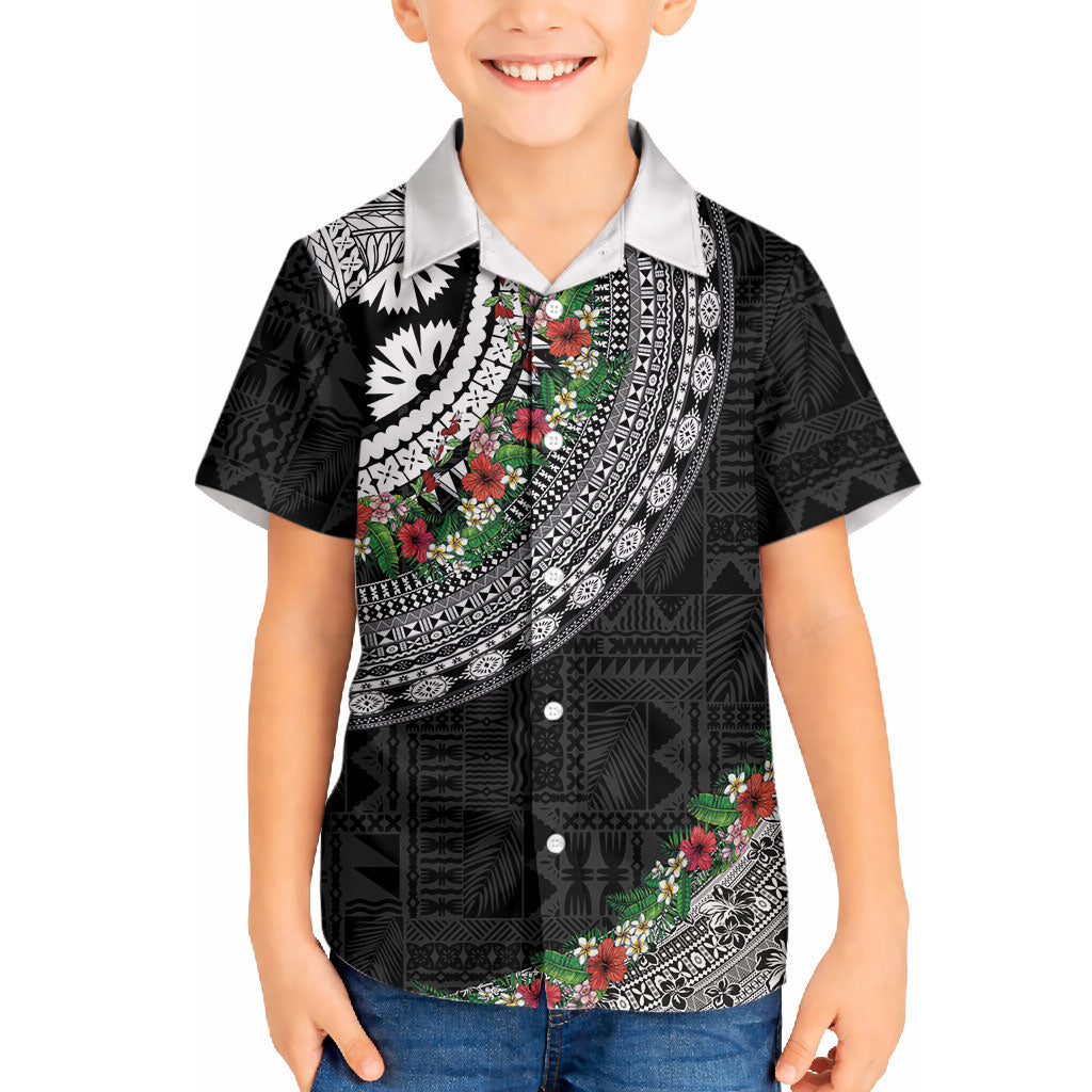 Fiji Hibiscus Hawaiian Shirt Tapa Masi Motifs with Tropical Plants