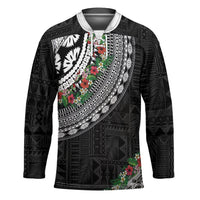 Fiji Hibiscus Hockey Jersey Tapa Masi Motifs with Tropical Plants