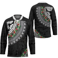 Fiji Hibiscus Hockey Jersey Tapa Masi Motifs with Tropical Plants