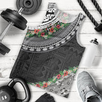 Fiji Hibiscus Men Tank Top Tapa Masi Motifs with Tropical Plants