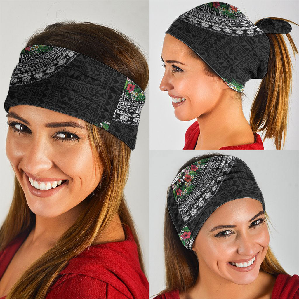 Fiji Hibiscus Neck Gaiter Tapa Masi Motifs with Tropical Plants