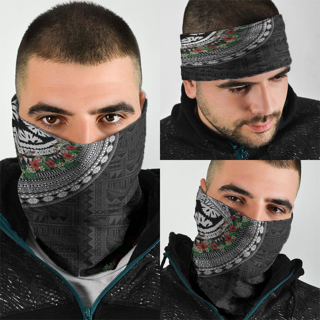 Fiji Hibiscus Neck Gaiter Tapa Masi Motifs with Tropical Plants