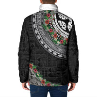 Fiji Hibiscus Padded Jacket Tapa Masi Motifs with Tropical Plants