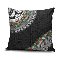 Fiji Hibiscus Pillow Cover Tapa Masi Motifs with Tropical Plants