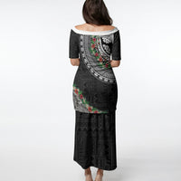 Fiji Hibiscus Puletasi Tapa Masi Motifs with Tropical Plants