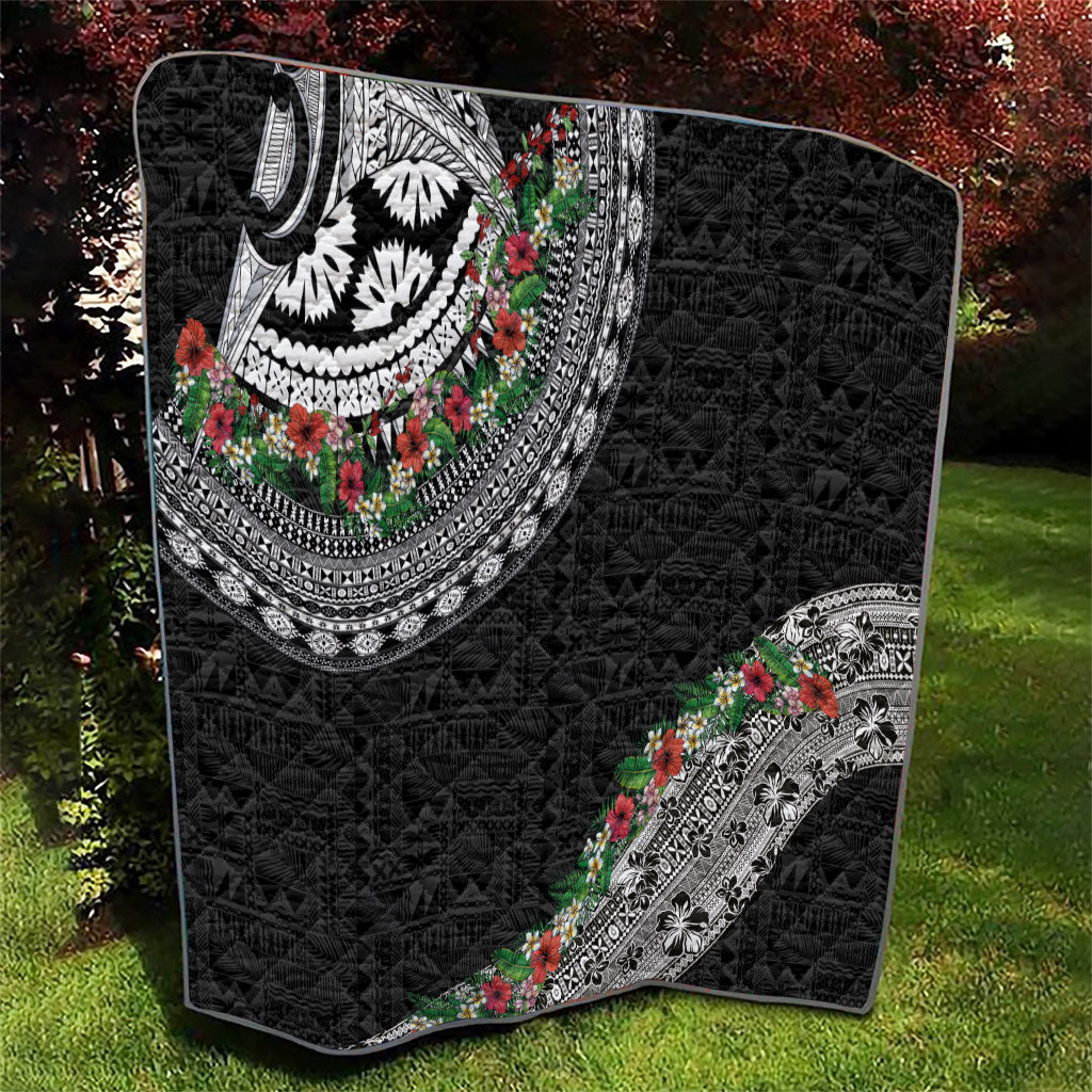 Fiji Hibiscus Quilt Tapa Masi Motifs with Tropical Plants