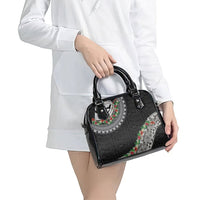 Fiji Hibiscus Shoulder Handbag Tapa Masi Motifs with Tropical Plants