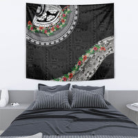 Fiji Hibiscus Tapestry Tapa Masi Motifs with Tropical Plants