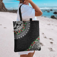 Fiji Hibiscus Tote Bag Tapa Masi Motifs with Tropical Plants