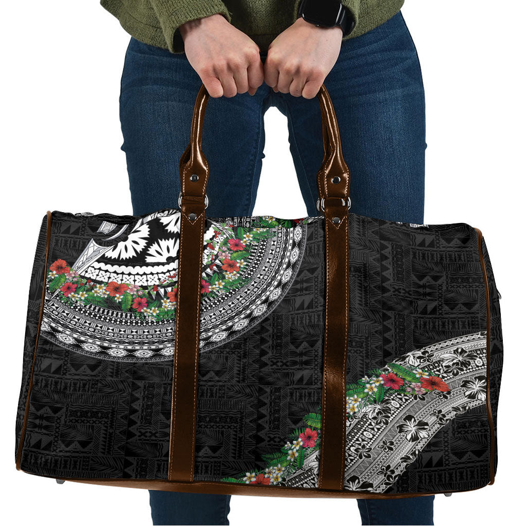 Fiji Hibiscus Travel Bag Tapa Masi Motifs with Tropical Plants