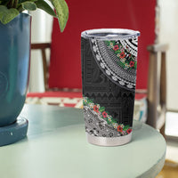 Fiji Hibiscus Tumbler Cup Tapa Masi Motifs with Tropical Plants