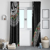 Fiji Hibiscus Window Curtain Tapa Masi Motifs with Tropical Plants