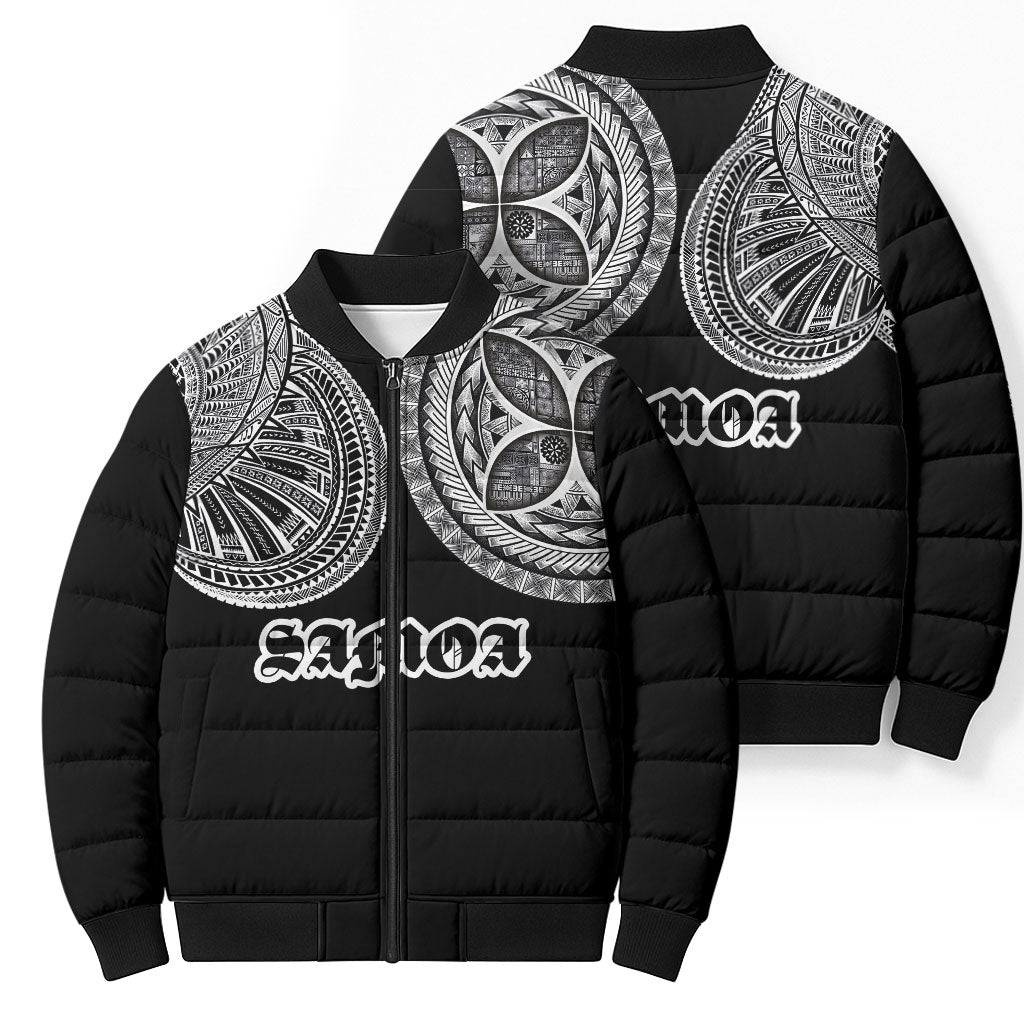 Samoa Traditional Tattoo Bomber Puffer Jacket Tribal Tatau Pattern