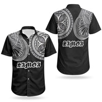 Samoa Traditional Tattoo Couples Matching Off Shoulder Maxi Dress and Hawaiian Shirt Tribal Tatau Pattern