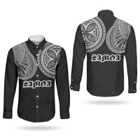 Samoa Traditional Tattoo Couples Matching Puletasi and Long Sleeve Button Shirt Tribal Tatau Pattern