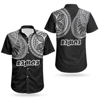 Samoa Traditional Tattoo Couples Matching Short Sleeve Bodycon Dress and Hawaiian Shirt Tribal Tatau Pattern