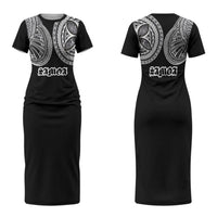 Samoa Traditional Tattoo Couples Matching Short Sleeve Bodycon Dress and Hawaiian Shirt Tribal Tatau Pattern