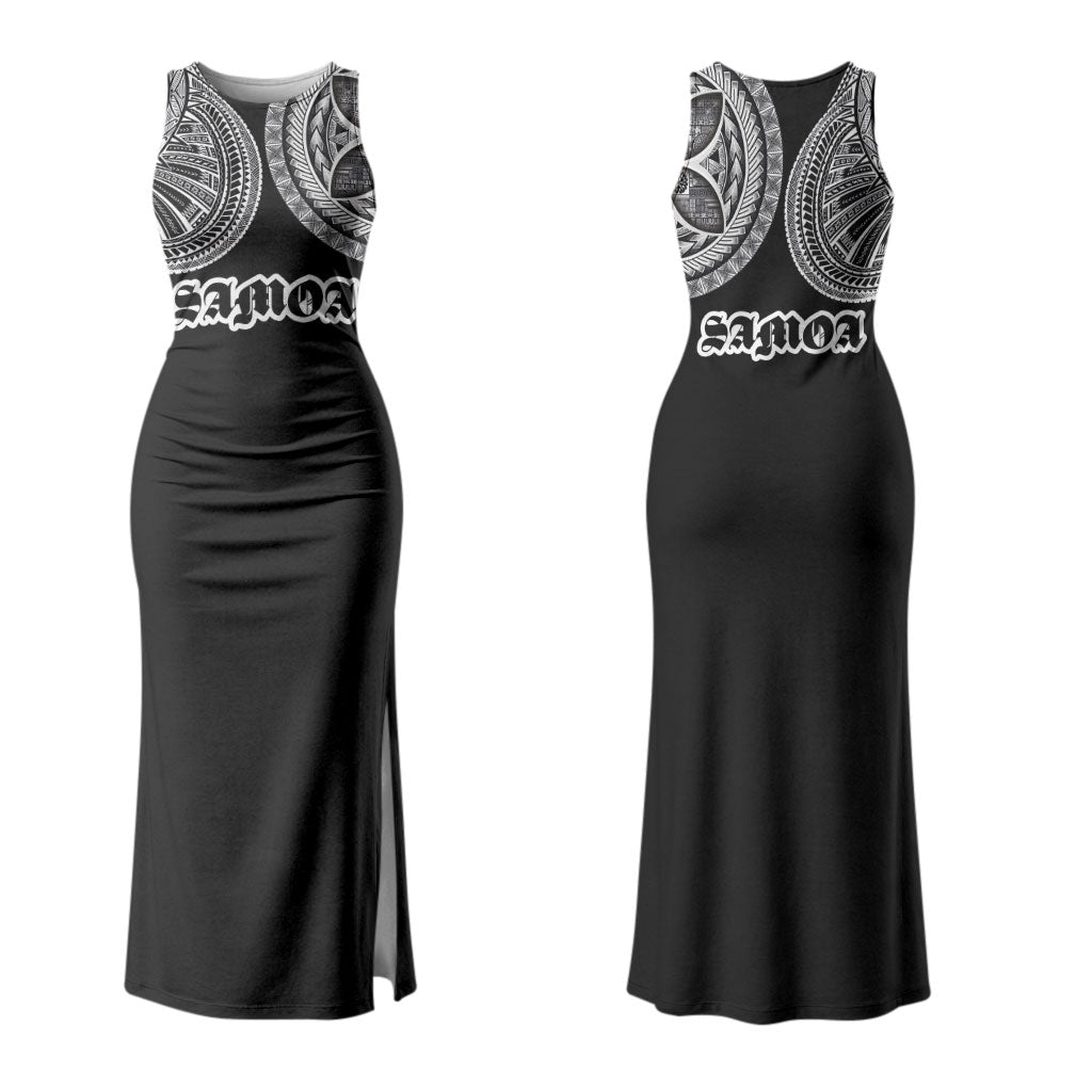 Samoa Traditional Tattoo Couples Matching Tank Maxi Dress and Long Sleeve Button Shirt Tribal Tatau Pattern