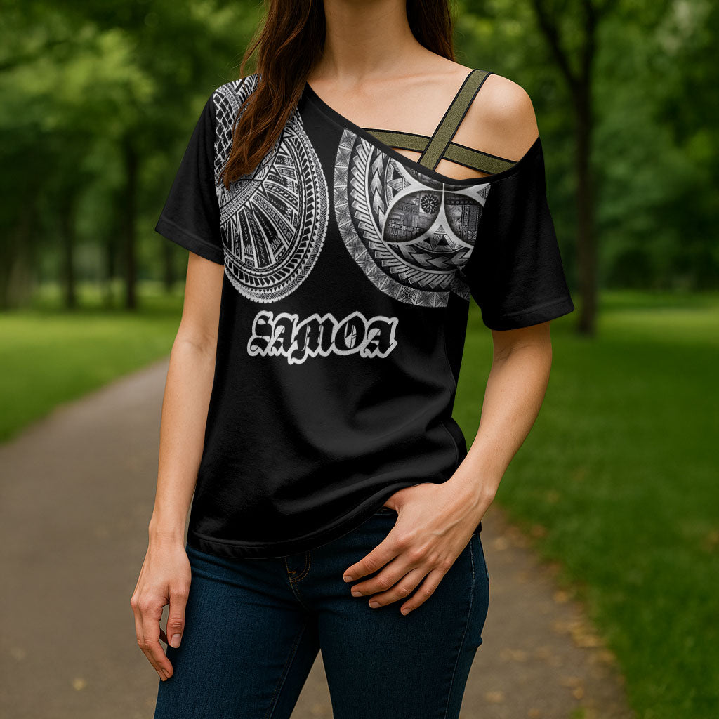 Samoa Traditional Tattoo Cross Shoulder Shirt Tribal Tatau Pattern