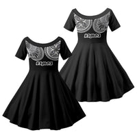 Samoa Traditional Tattoo Family Matching Long Sleeve Bodycon Dress and Hawaiian Shirt Tribal Tatau Pattern