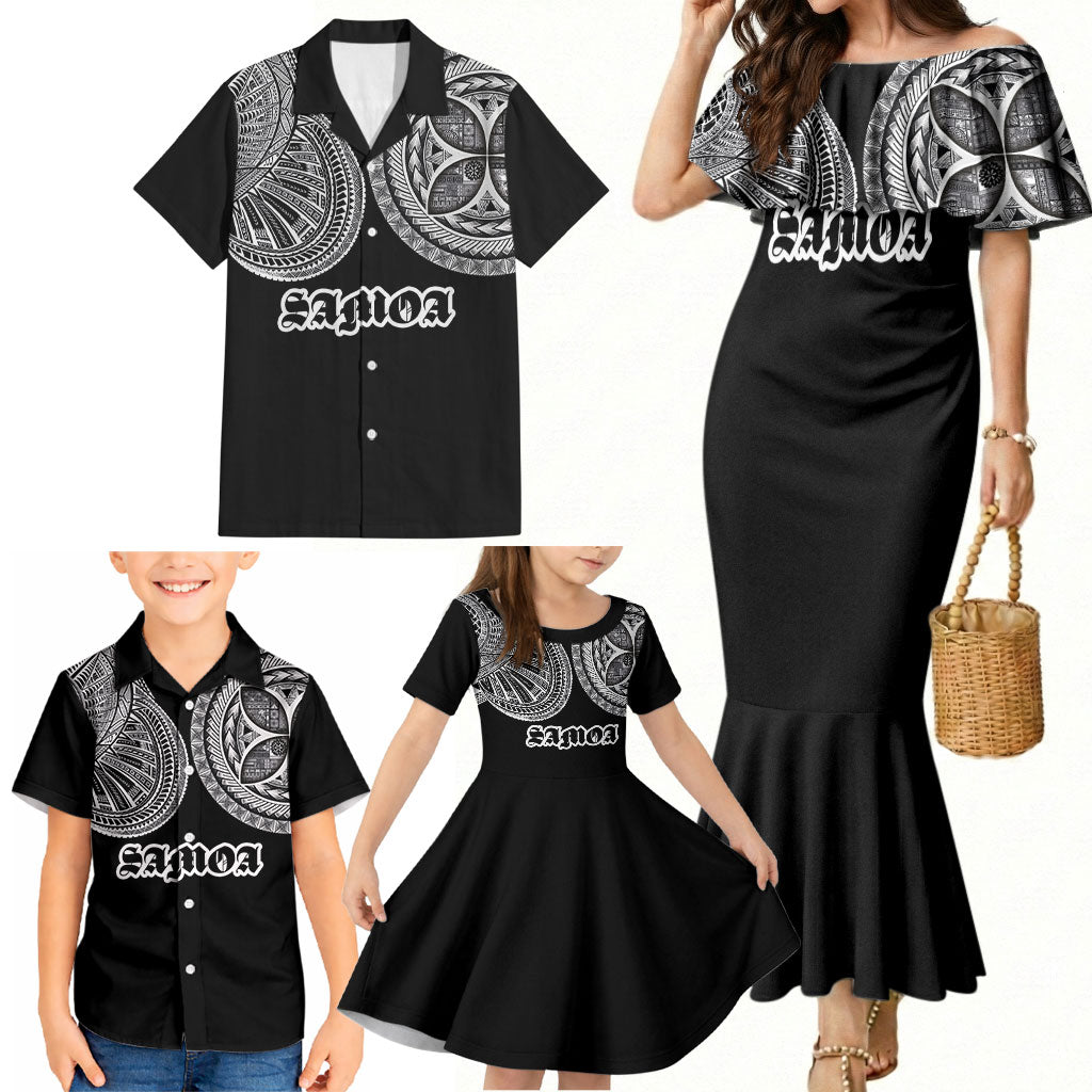 Samoa Traditional Tattoo Family Matching Mermaid Dress and Hawaiian Shirt Tribal Tatau Pattern