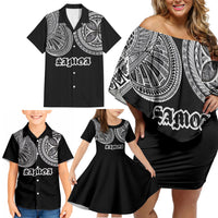 Samoa Traditional Tattoo Family Matching Off Shoulder Short Dress and Hawaiian Shirt Tribal Tatau Pattern
