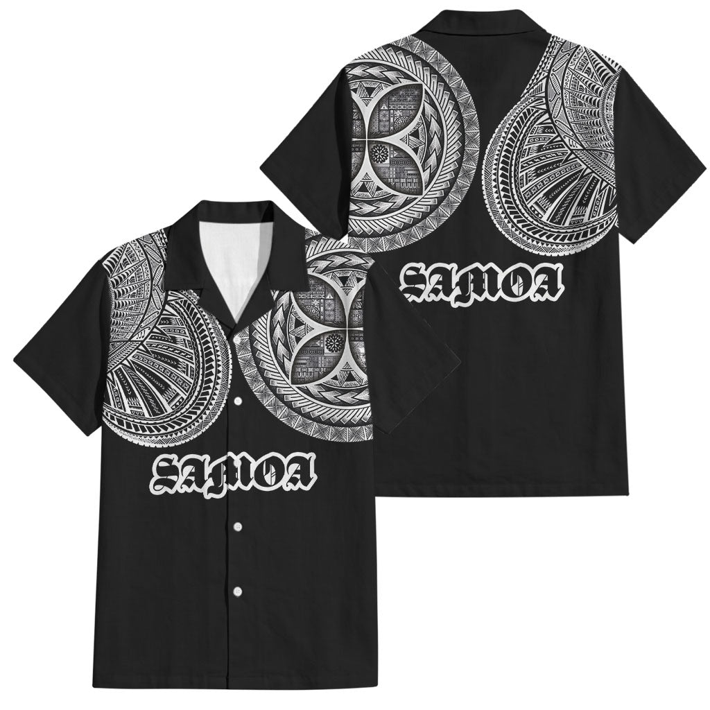 Samoa Traditional Tattoo Family Matching Off Shoulder Short Dress and Hawaiian Shirt Tribal Tatau Pattern