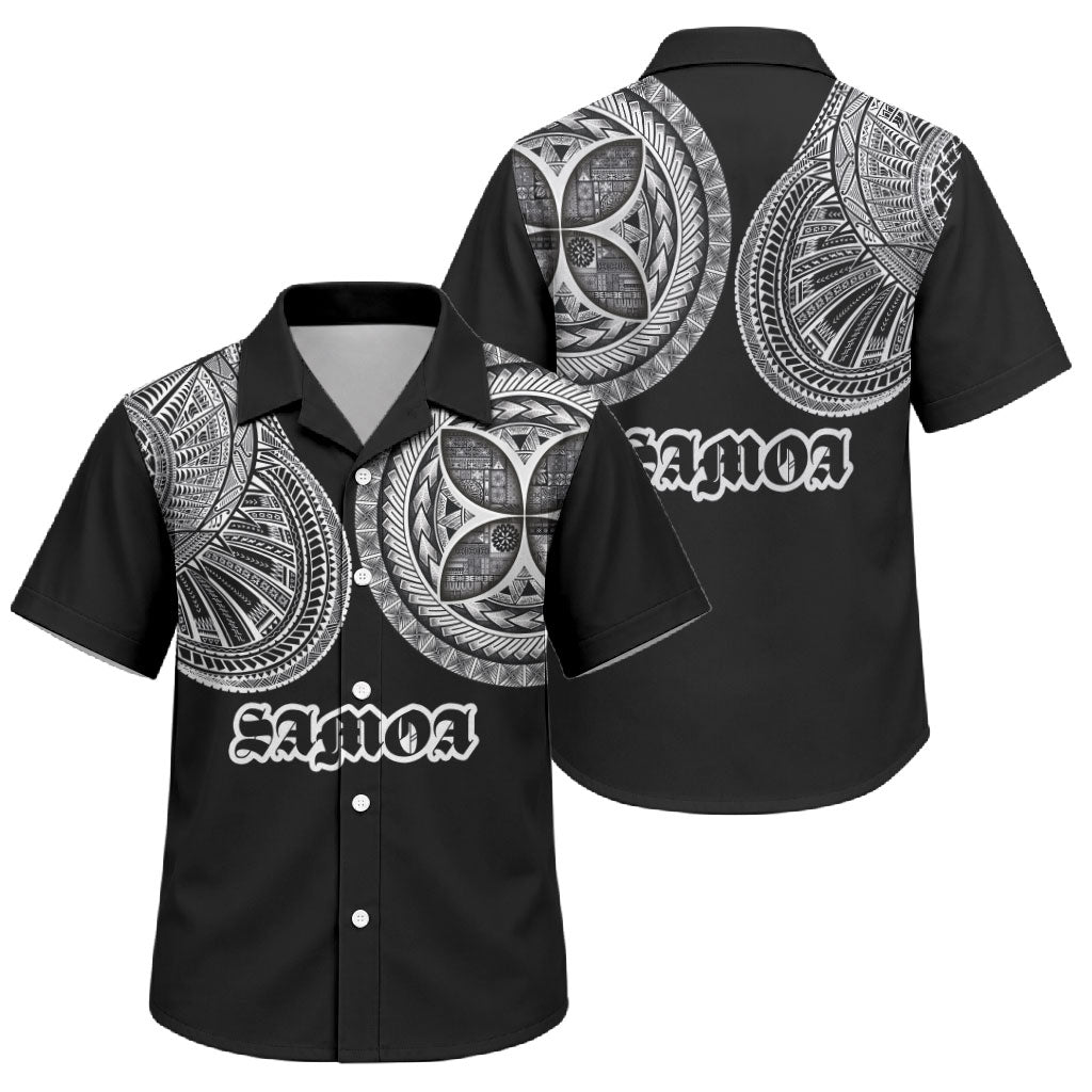 Samoa Traditional Tattoo Family Matching Short Sleeve Bodycon Dress and Hawaiian Shirt Tribal Tatau Pattern
