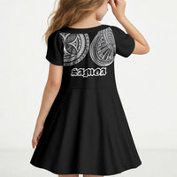 Samoa Traditional Tattoo Kid Short Sleeve Dress Tribal Tatau Pattern