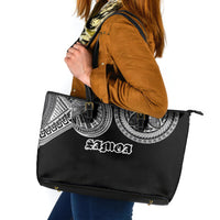 Samoa Traditional Tattoo Leather Tote Bag Tribal Tatau Pattern