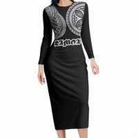 Samoa Traditional Tattoo Long Sleeve Bodycon Dress Tribal Tatau Pattern