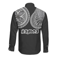 Samoa Traditional Tattoo Long Sleeve Button Shirt Tribal Tatau Pattern