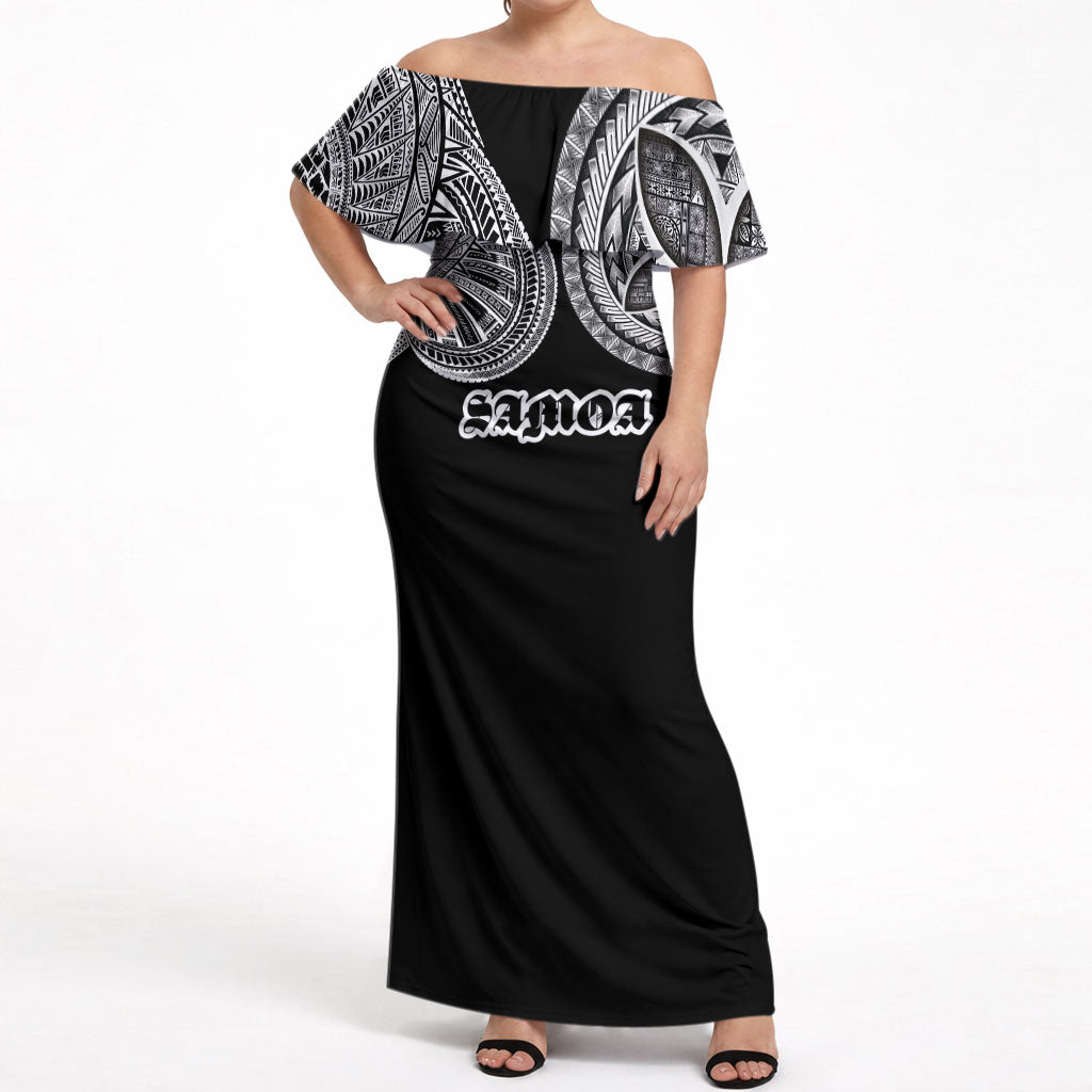 Samoa Traditional Tattoo Off Shoulder Maxi Dress Tribal Tatau Pattern
