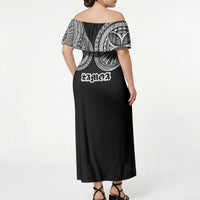 Samoa Traditional Tattoo Off Shoulder Maxi Dress Tribal Tatau Pattern