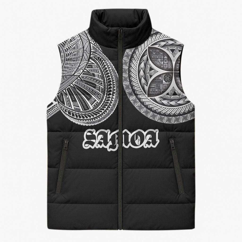 Samoa Traditional Tattoo Sleeveless Puffer Jacket Tribal Tatau Pattern