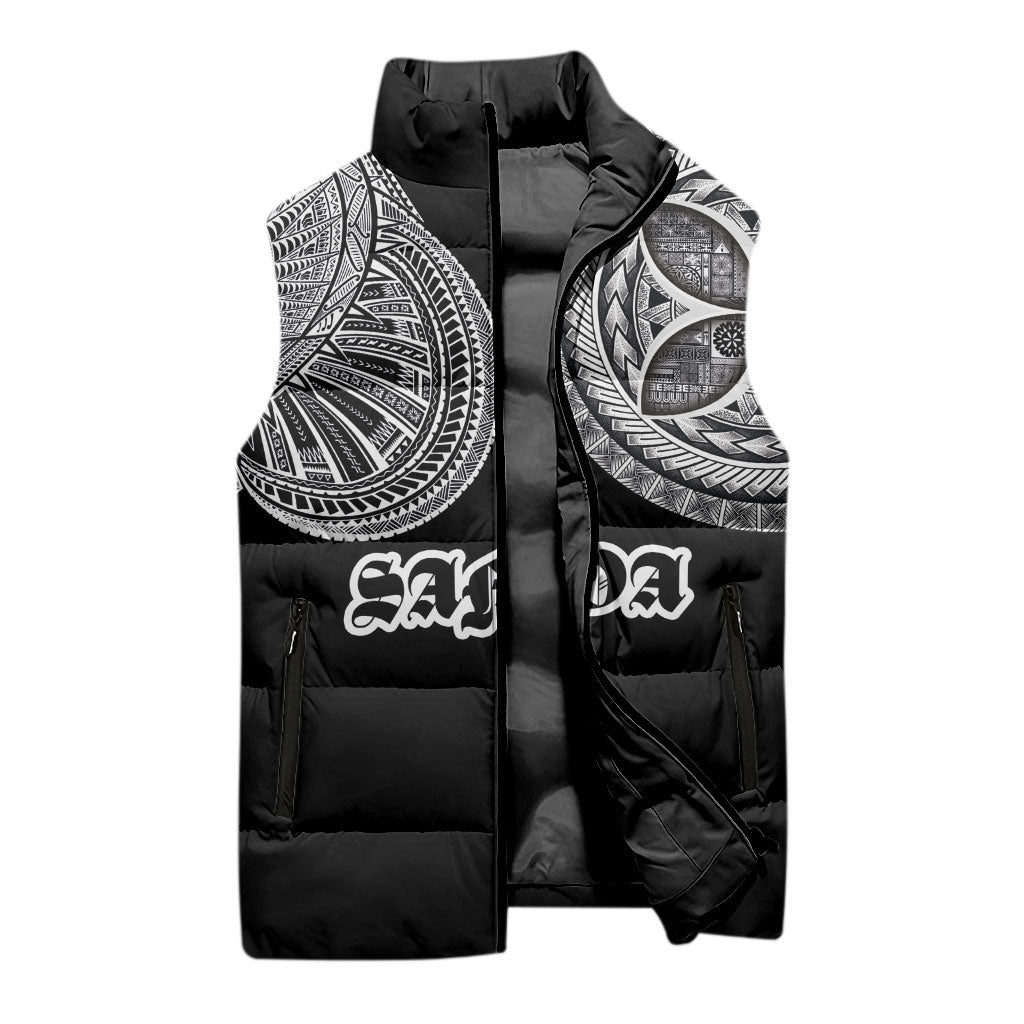 Samoa Traditional Tattoo Sleeveless Puffer Jacket Tribal Tatau Pattern