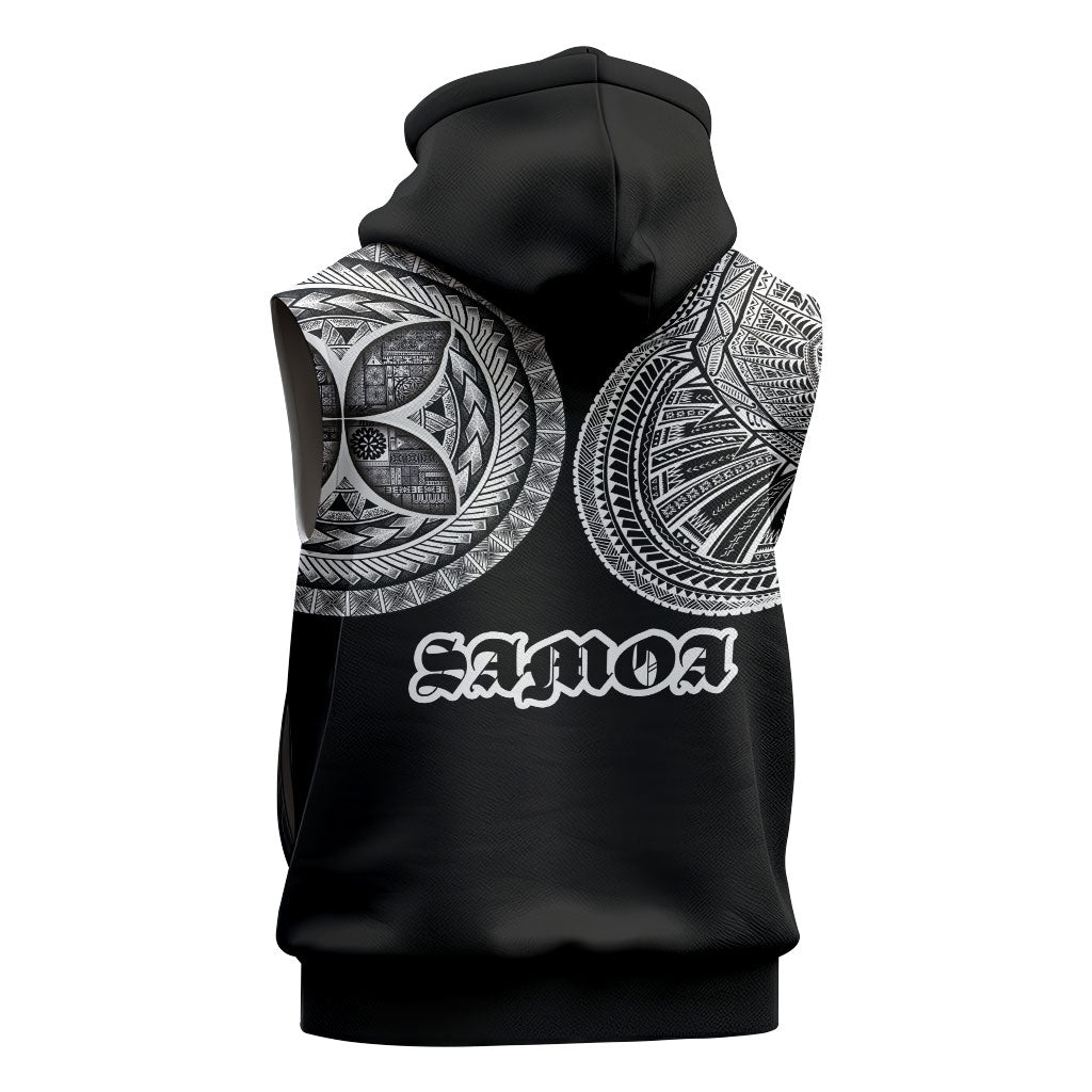 Samoa Traditional Tattoo Sleeveless Zip Hoodie Tribal Tatau Pattern