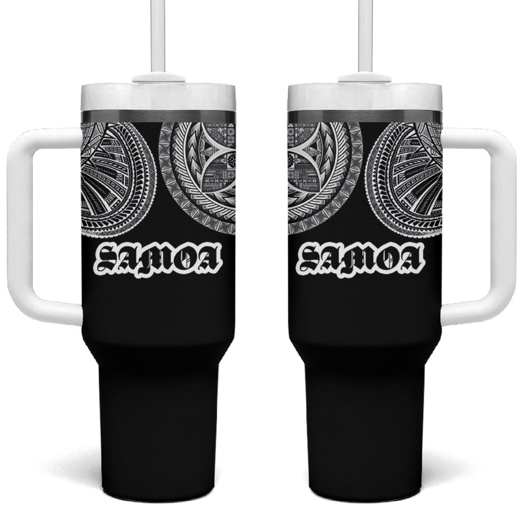 Samoa Traditional Tattoo Tumbler With Handle Tribal Tatau Pattern