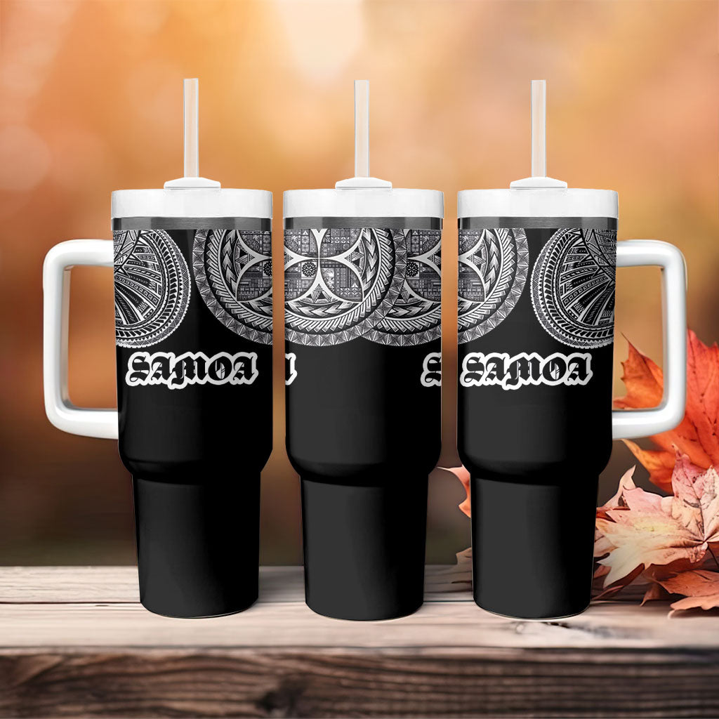 Samoa Traditional Tattoo Tumbler With Handle Tribal Tatau Pattern