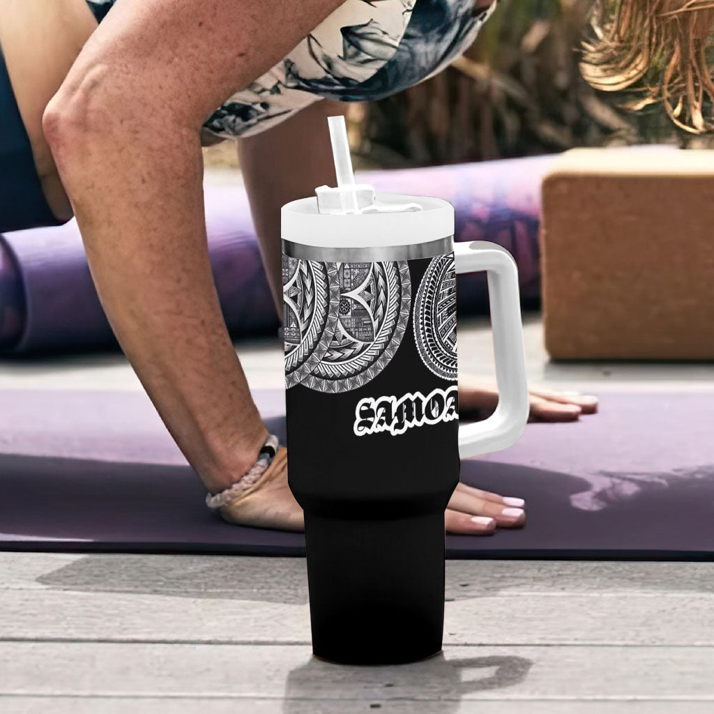 Samoa Traditional Tattoo Tumbler With Handle Tribal Tatau Pattern